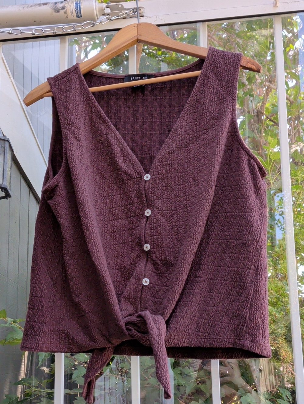 Sanctuary Plum Knit Tie-Front Tank Top - Picture 1 of 3